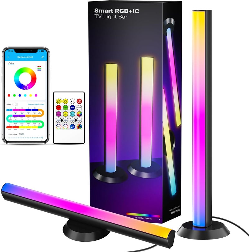 TJOY Smart Light Bars, Gaming Lights for Desk, 14 Inches, TV Backlight with Music Sync and Scene, RGB Light Bar, 60 Lumens, Ambient Lighting for PC, Game, Room Desk Decoration(Black) - Image 1